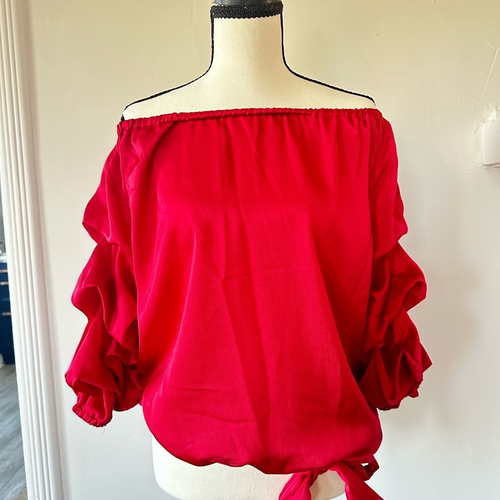 Vince Camuto Red Off-Shoulder Blouse